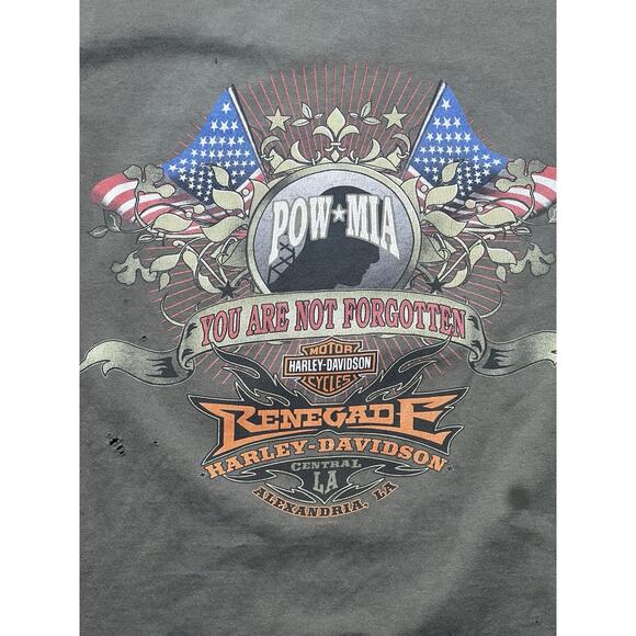 Vtg Harley Davidson POW MIA Motorcycle T-Shirt Tee 2XL Military USA Distressed - Picture 2 of 9